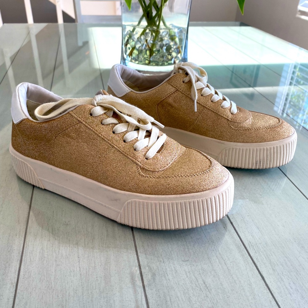 Mix NO.6 light gold sparkle sneakers.